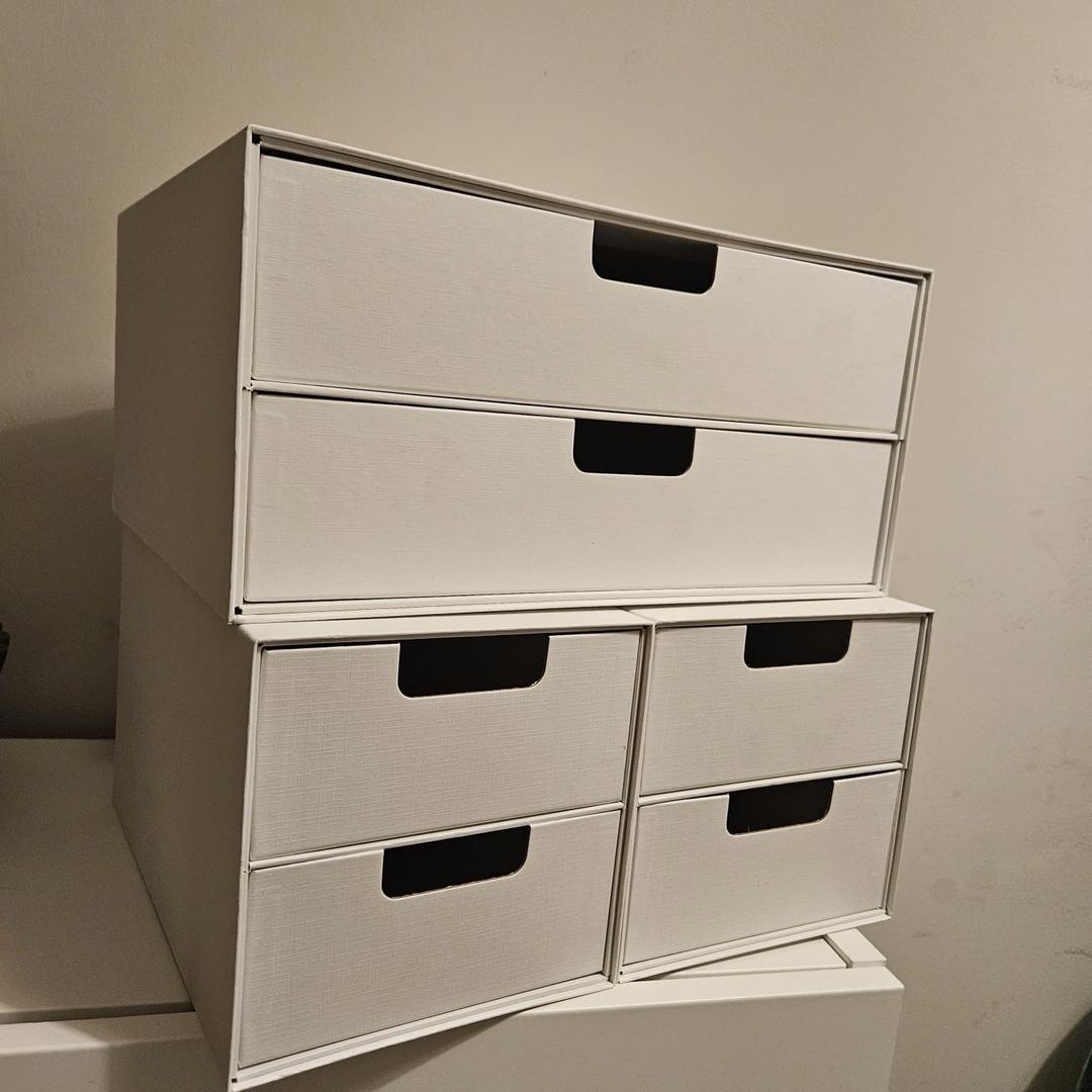 White Stackable Storage Drawer Units Set