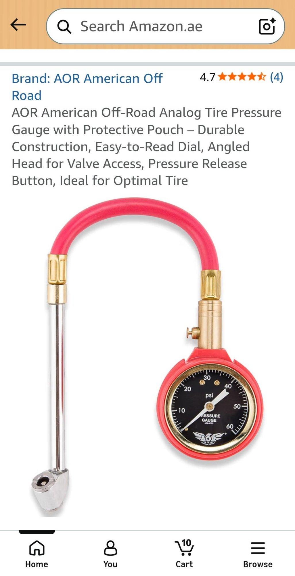 AOR American Off-Road Analog Tire Pressure Gauge 0-60 PSI (photo 1 of 2)