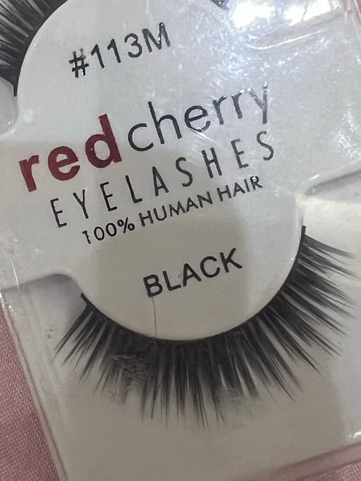 Red Cherry Eyelashes #113M 100% Human Hair Black False Lashes