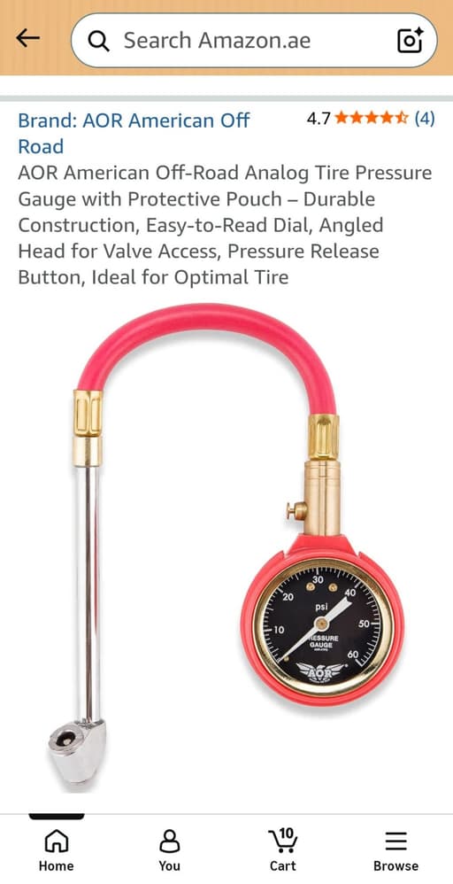 AOR American Off-Road Analog Tire Pressure Gauge 0-60 PSI