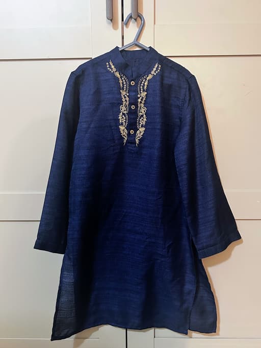 George Boys Navy Kurta Shirt, Size 7-8 Years