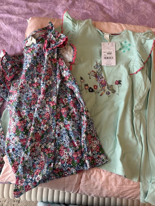 Monsoon Girls 2-Piece Top Set Floral and Unicorn Mint Green