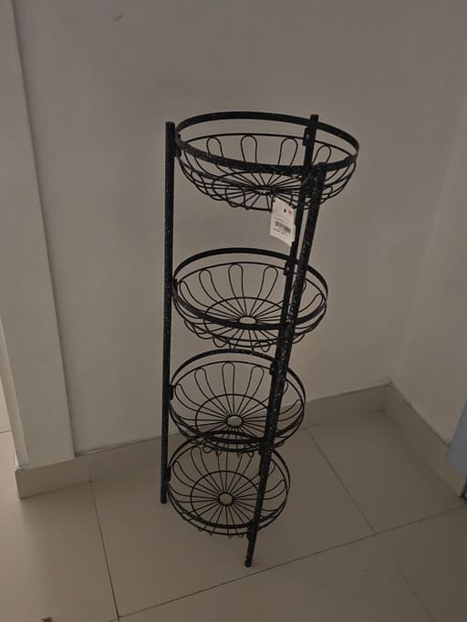 4-Tier Black Metal Wire Basket Storage Rack