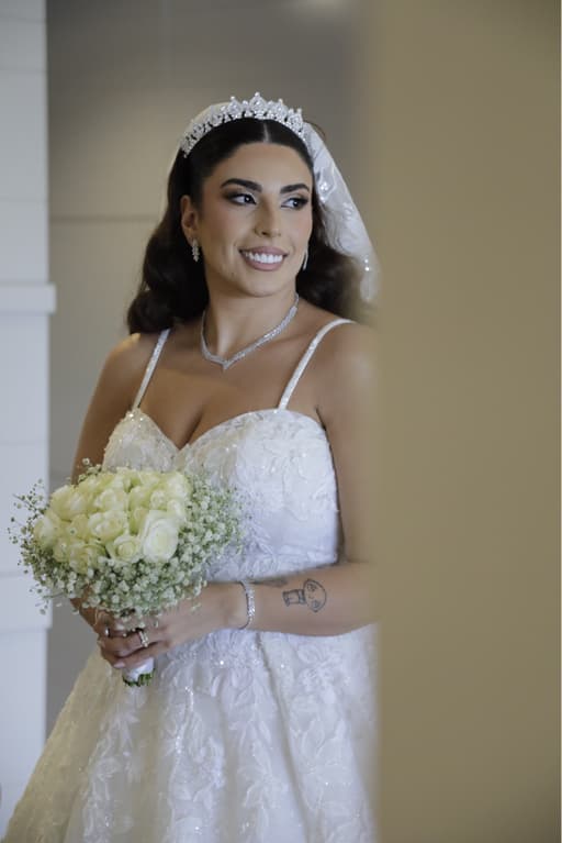 Elegant White Ball Gown Wedding Dress with Adjustable Straps