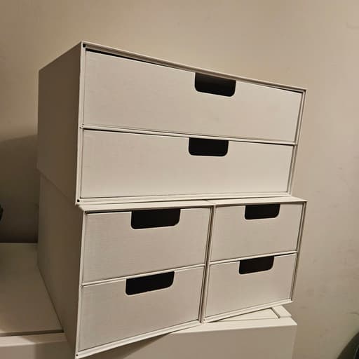 White Stackable Storage Drawer Boxes Set
