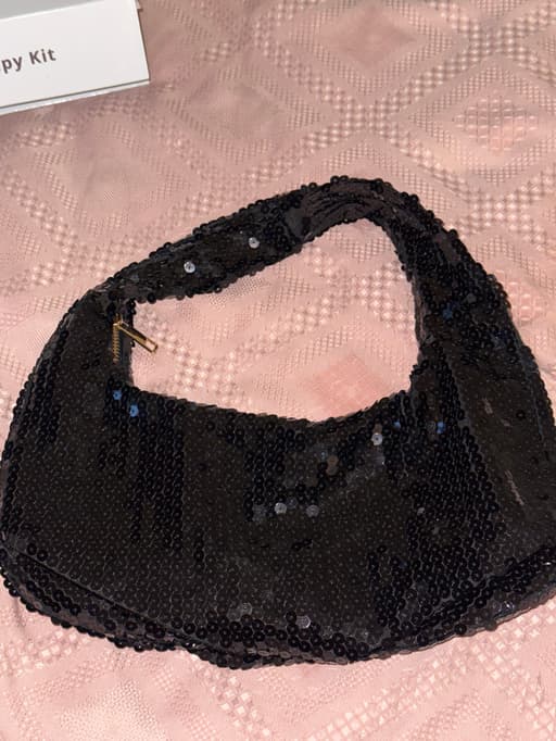 Women's Black Sequin Shoulder Bag Evening Handbag
