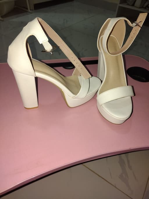 Women's Off-White Platform Block High Heels